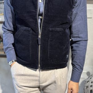 Gilet blu in velluto reversibile