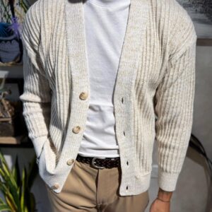Cardigan moulinè panna/beije