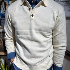 Polo in lana manica raglan panna