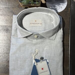 Camicia cotone  flanellato grigio perla