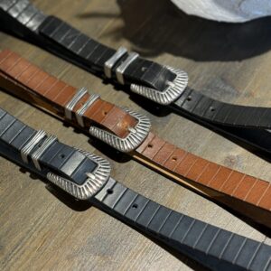 Cintura in pelle tassellata Black