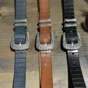 Cintura pelle tassellata colore Cognac