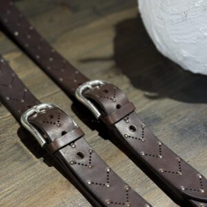 Cinta in pelle vintage MORO fori e borchie