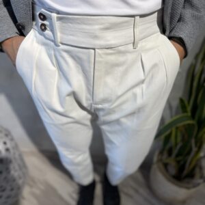 Pantalone Panna vita alta  doppia pence