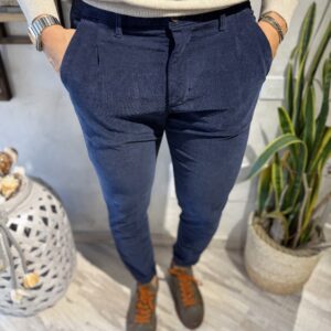 Pantalone fustagno con pence variante Blu