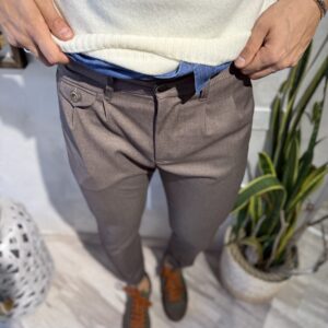Pantalone sartoriale con pence - tortora