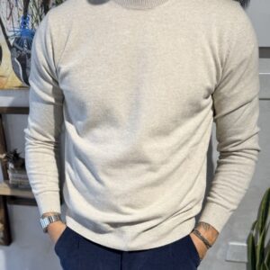 Maglia girocollo lana cashmere Sabbia
