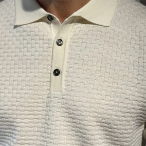 Polo in lana lavorata - Panna