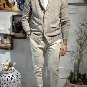 Cardigan Lana Mouliné sabbia