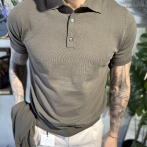 Polo in filo cotone tortora