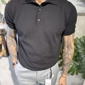 Polo in filo cotone Nera