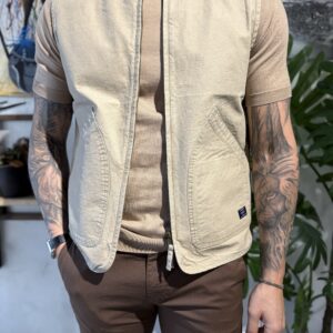 Gilet zip canvas Sabbia