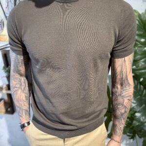 Maglia in filo cotone crepe fresh Tortora