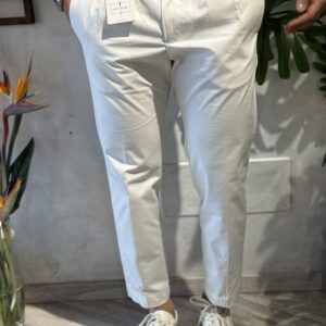 Pantalone doppia pence baciata AT morbido bianco