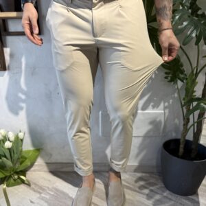 Pantalone bi-stretch sabbia